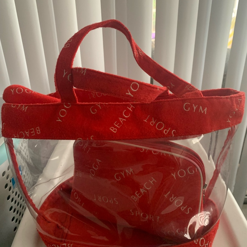 Clear plastic handbag